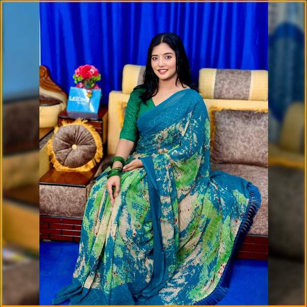 প্রিমিয়াম বাটিকা জরজেট শাড়ি - লো স্টক